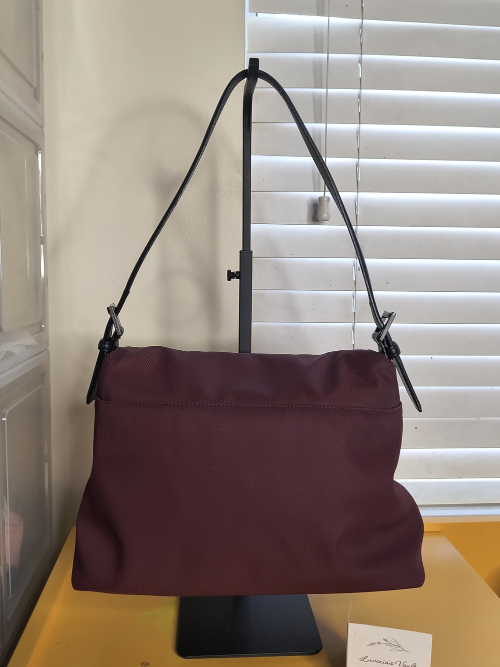 Authentic COACH Shoulder Bag - Maroon Nylon W/ Black Leather Trim - EUC - Picture 3 of 12